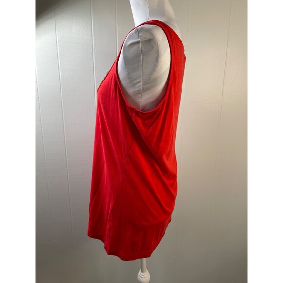 Old Navy Red Tank Top With Embroidered Neckline L Cotton/Modal Blend Sleeveless - Picture 3 of 6
